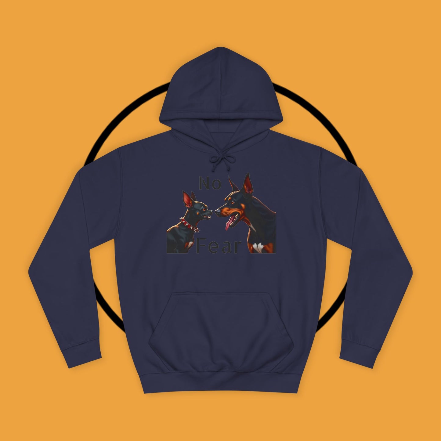 "Fearless Chihuahua vs Doberman Hoodie | Small Dog Big Attitude | David Goliath Pet Art | Brave Little Dog Gift"