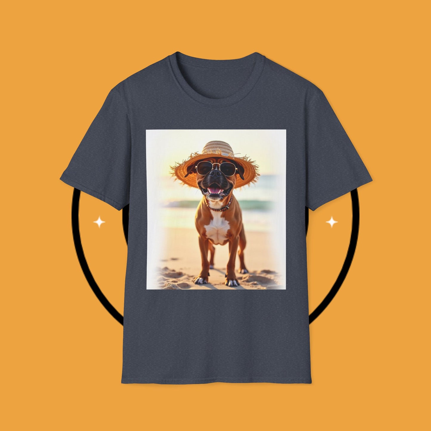 "Vacation Boxer Beach Vibes" Premium Summer T-Shirt / Beach Boxer Dog T-Shirt - Vacation Vibes Summer Pup Tee
