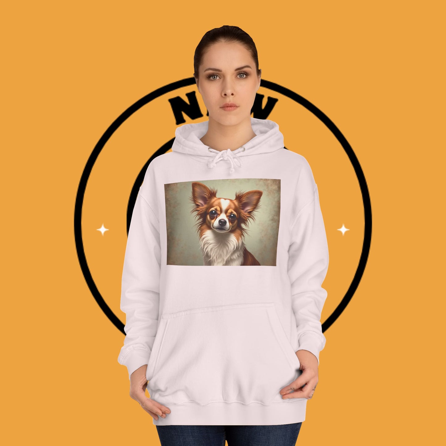 "Long Haired Chihuahua Portrait Hoodie | Elegant Pet Art | Classic Dog Painting Style | Beautiful Chihuahua Gift"