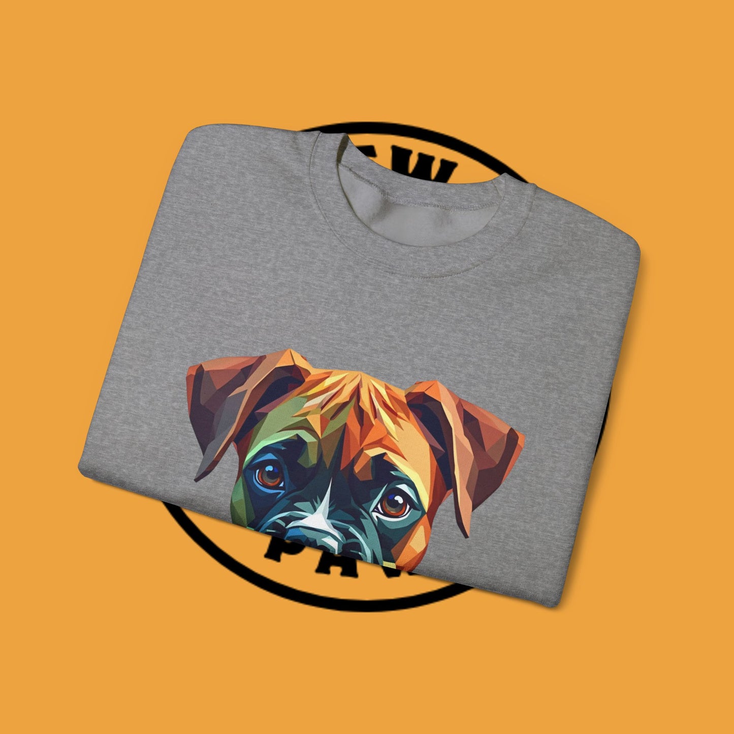 Geometric Boxer Dog Crewneck Sweatshirt - Polygon Art Pet Portrait - Modern Design Lover Gift