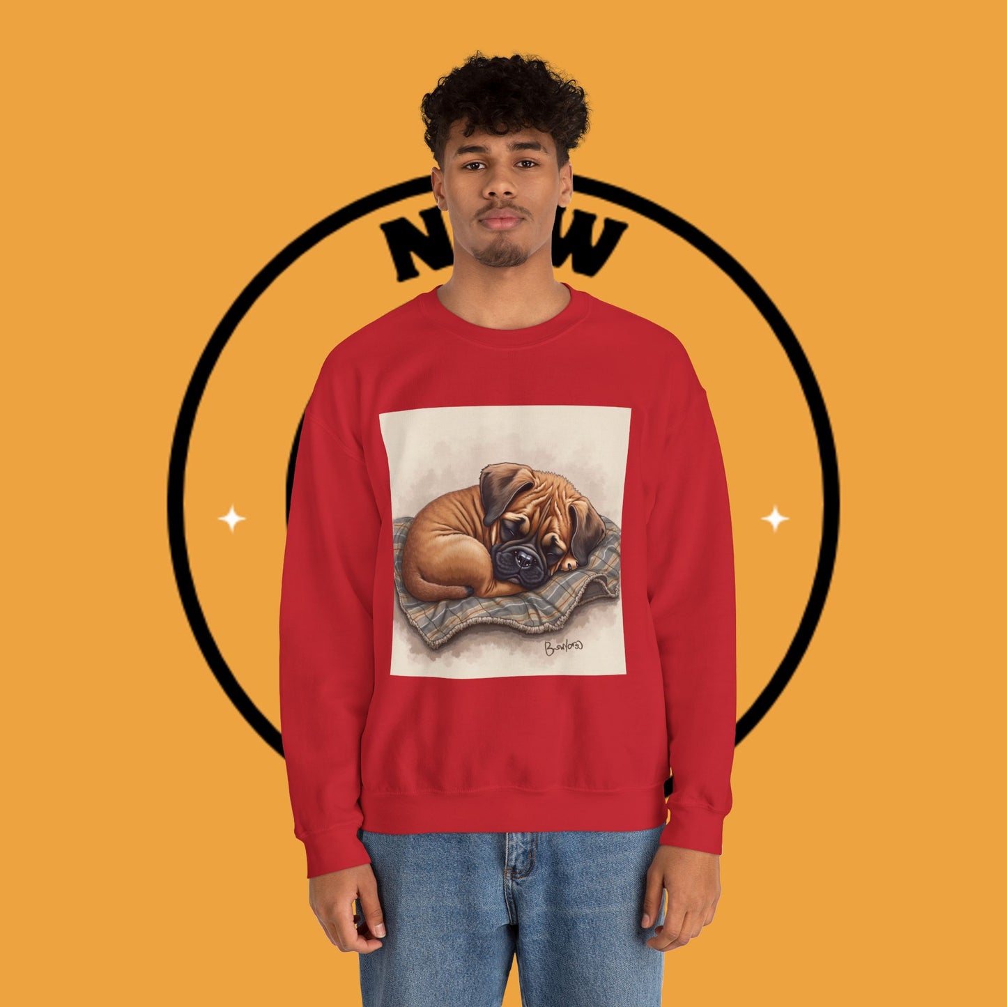 Sleeping Boxer Puppy Crewneck Sweatshirt - Cozy Dog Art Design - Comfort Wear for Pet Lovers