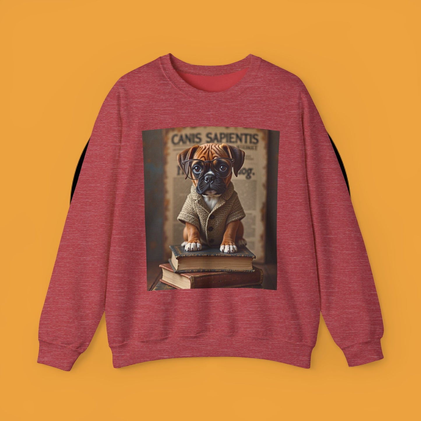 Professor Puppy Glasses Crewneck Sweatshirt - Scholarly Dog Design - Academic Pet Lover Gift