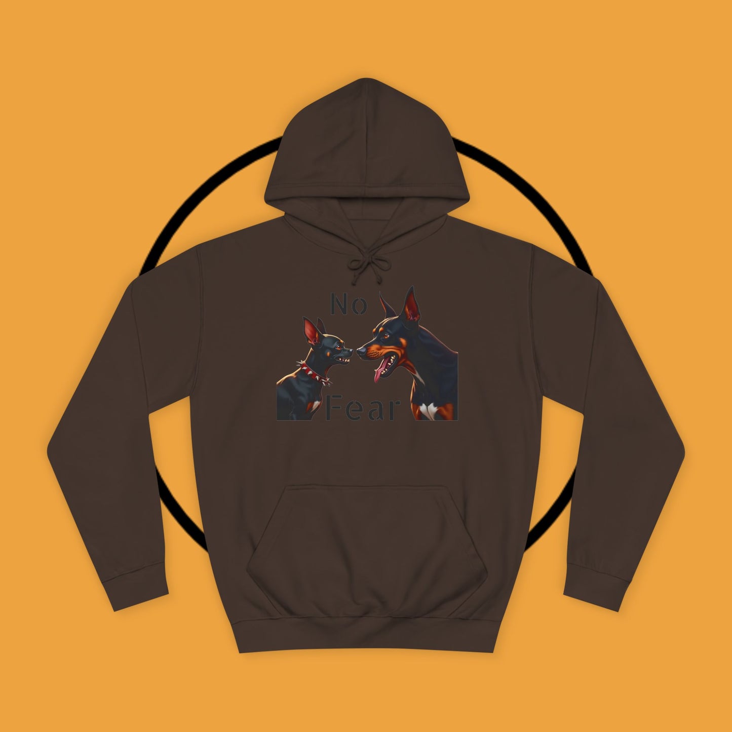 "Fearless Chihuahua vs Doberman Hoodie | Small Dog Big Attitude | David Goliath Pet Art | Brave Little Dog Gift"