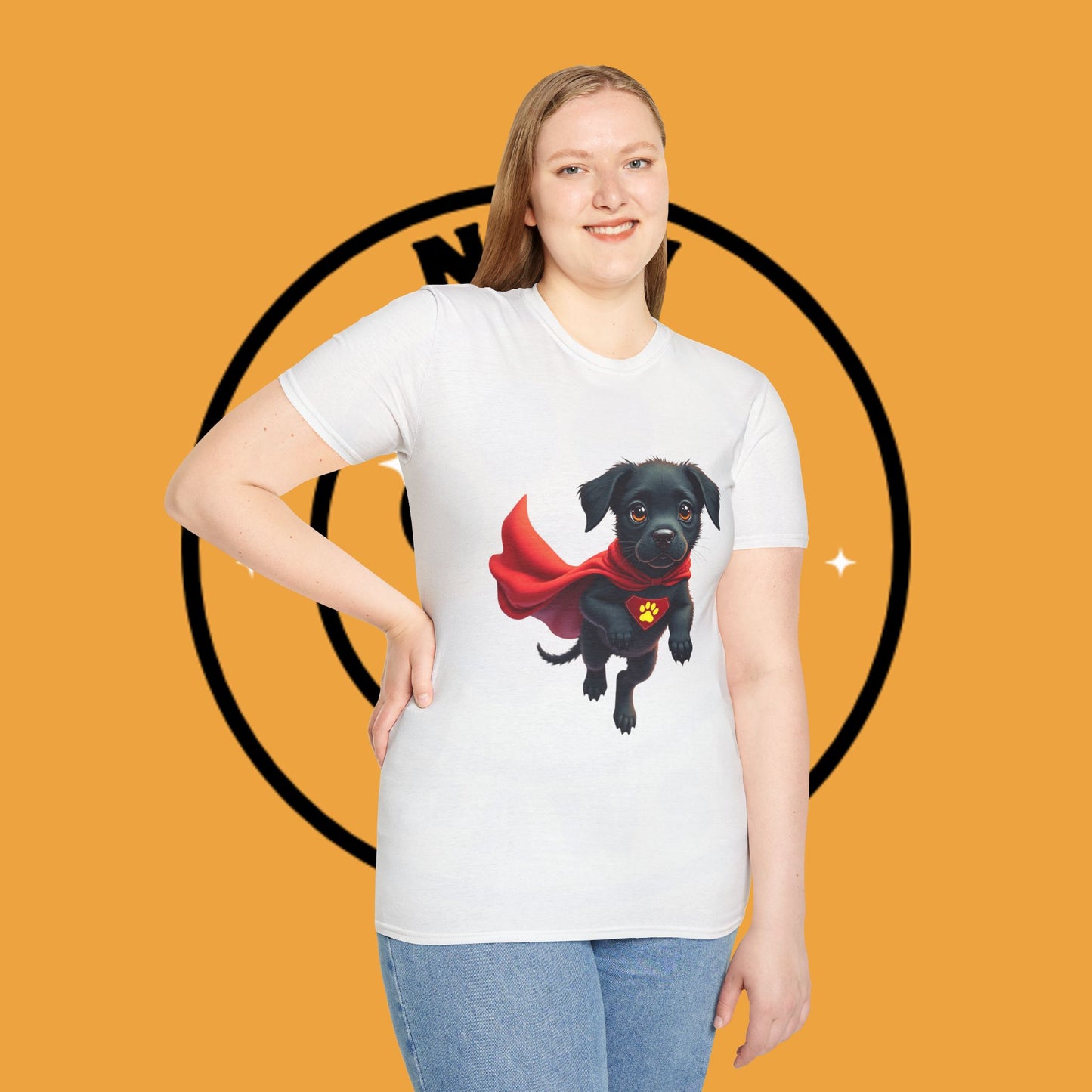 Superhero Retriever Puppy - Dog - Unisex T-Shirt Design Tiny Hero 🦸♂️ | Adorable Black Puppy Superhero T-Shirt for Canine Crusaders