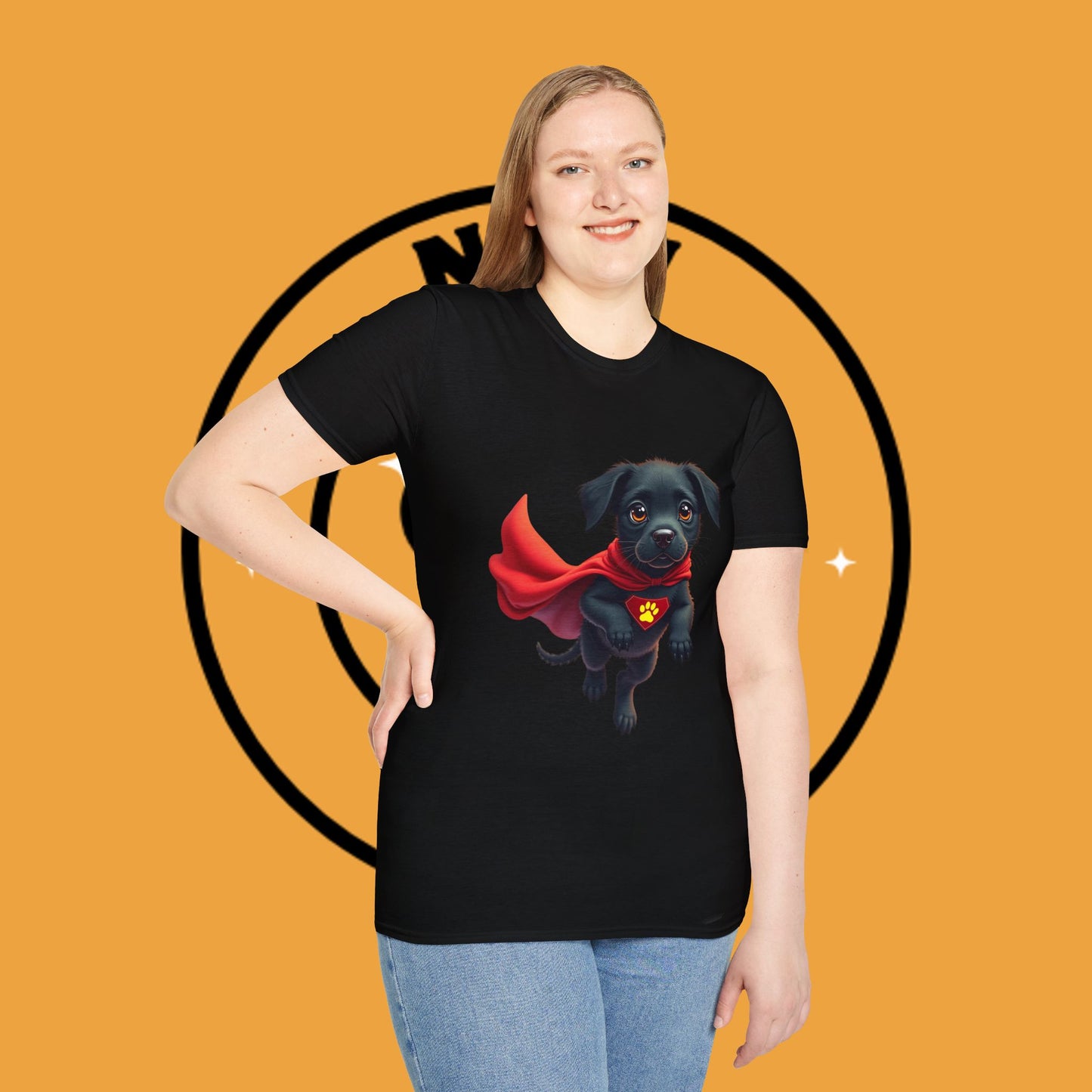 Superhero Retriever Puppy - Dog - Unisex T-Shirt Design Tiny Hero 🦸♂️ | Adorable Black Puppy Superhero T-Shirt for Canine Crusaders