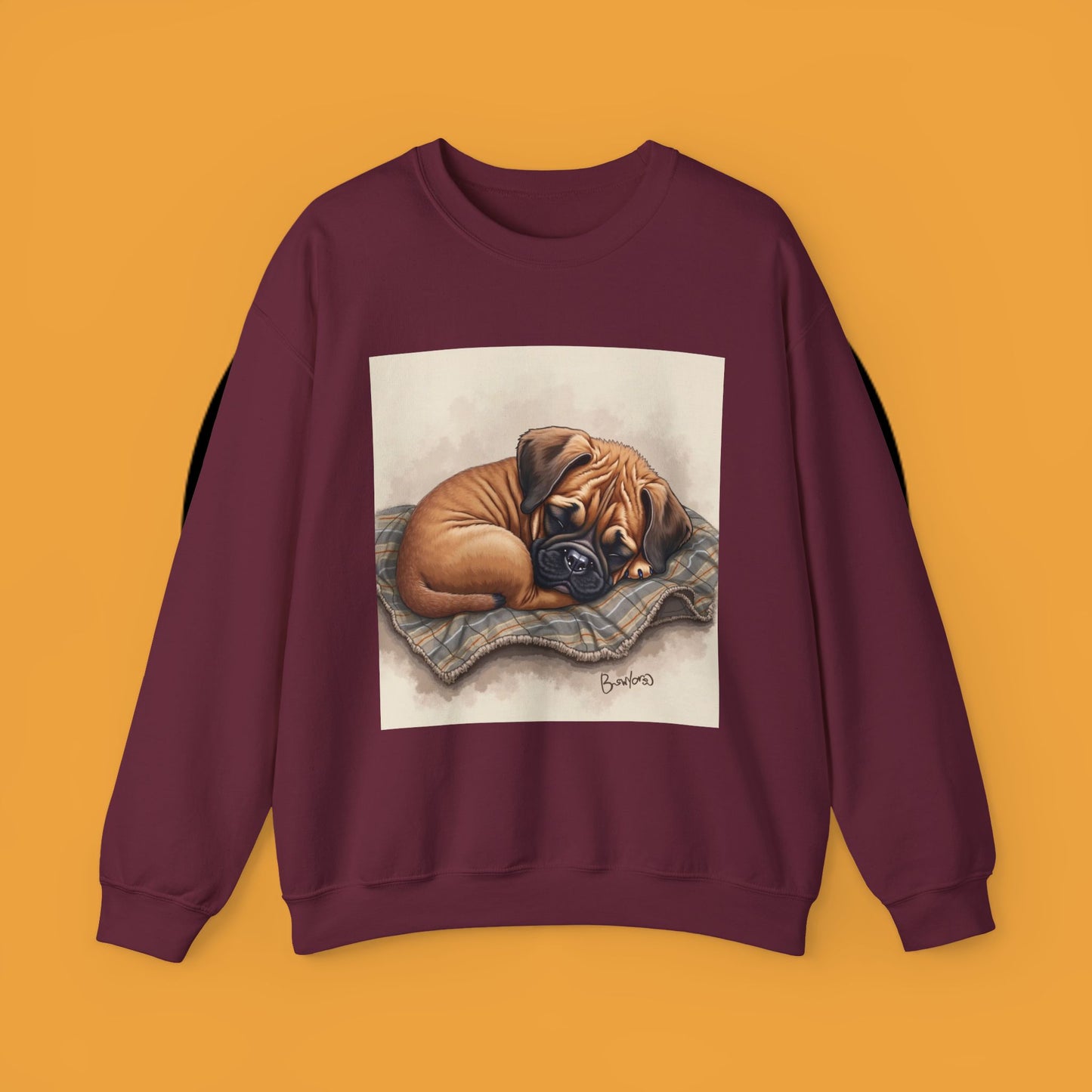 Sleeping Boxer Puppy Crewneck Sweatshirt - Cozy Dog Art Design - Comfort Wear for Pet Lovers
