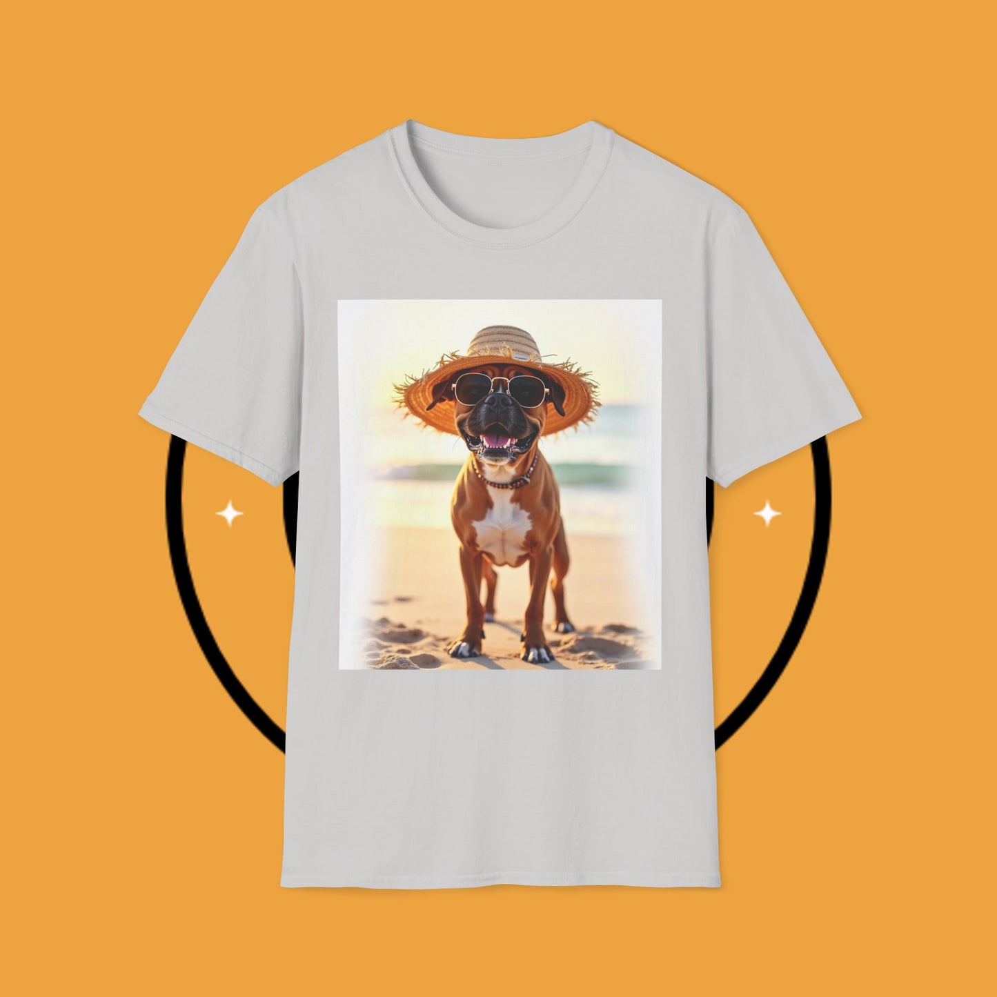 "Vacation Boxer Beach Vibes" Premium Summer T-Shirt / Beach Boxer Dog T-Shirt - Vacation Vibes Summer Pup Tee