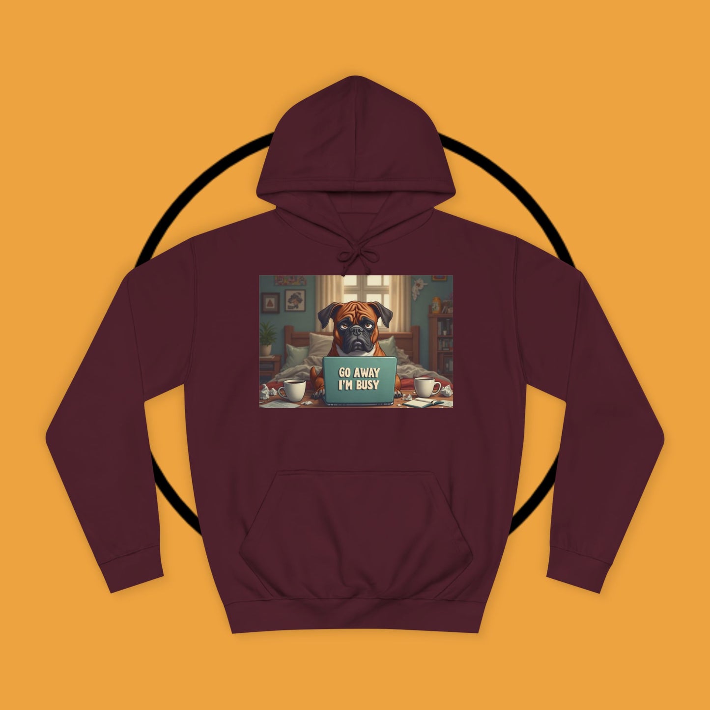 "Go Away I'm Busy" Working Dog Hoodie - Funny Office Humor Apparel | Remote Work Gift