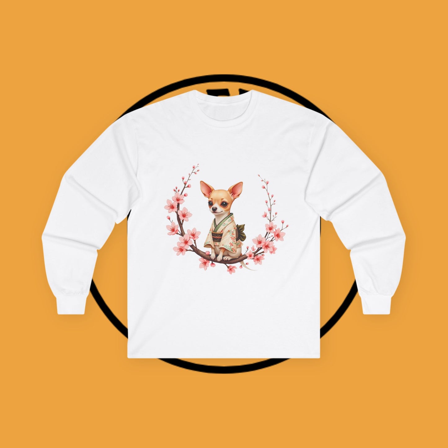 ๐ธ Sakura Chihuahua Kimono Long Sleeve Tee - Japanese Cherry Blossom Design