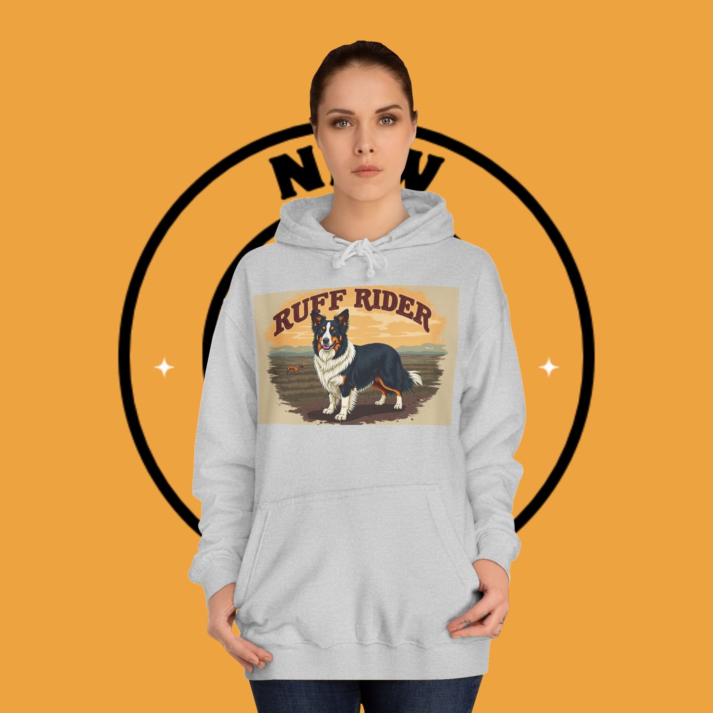 "Ruff Rider Border Collie Hoodie - Vintage Western Dog Lover Sweatshirt | Premium Quality Comfort Wear"