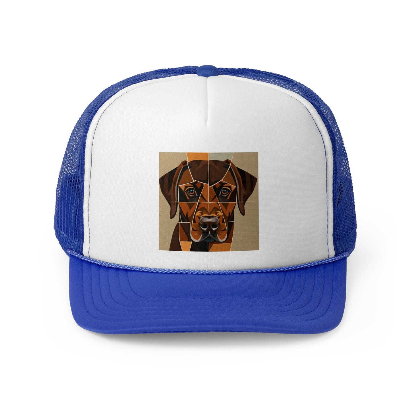 Geometric Dog Trucker Cap - Modern Low Poly Art Design - Unisex Minimalist Cap