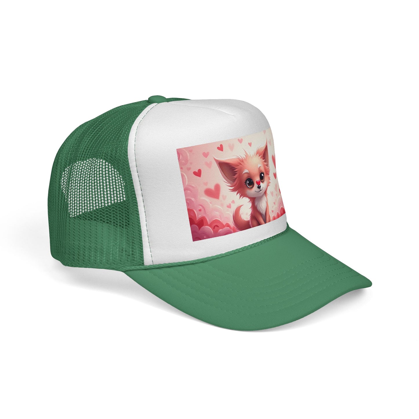 Kawaii Pink Chihuahua Trucker Hat - Cute Heart Design Mesh Cap | Valentine's Day Dog Lover Gift