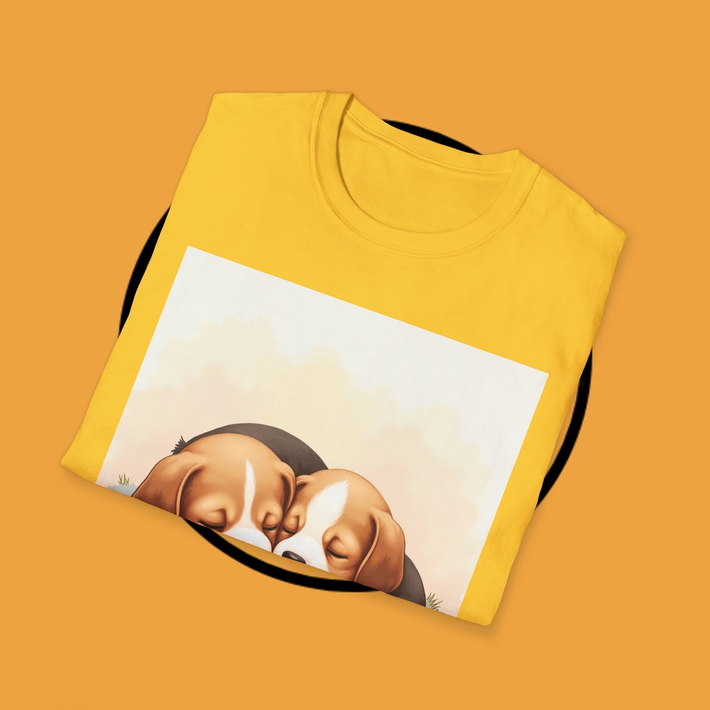 Beagle Twin Puppies Cuddling T-Shirt - Adorable Sleeping Puppies Design | Perfect Gift for Dog Lovers & Siblings