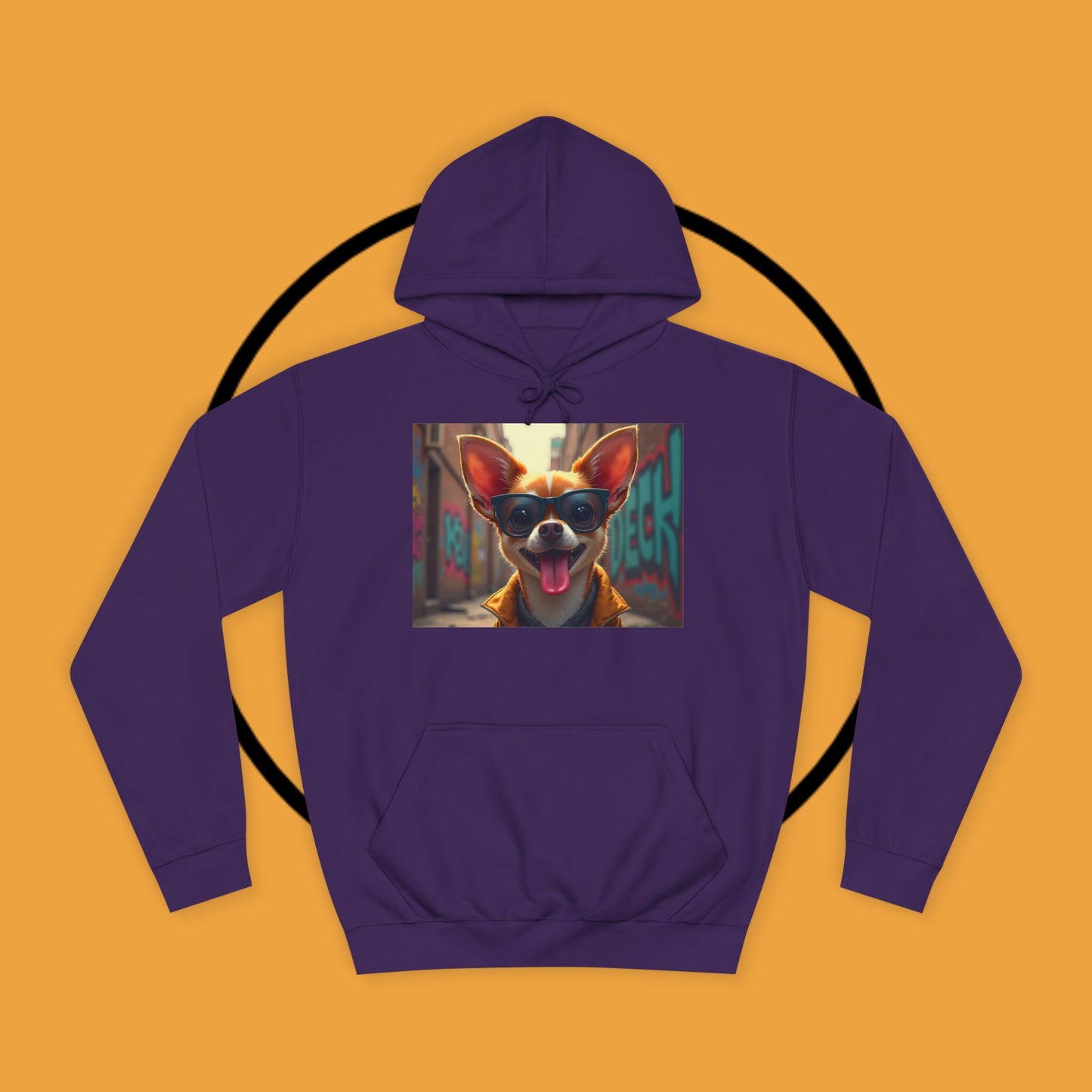 "Hip Chihuahua Sunglasses Hoodie | Cool Street Dog Art | Urban Hipster Pet Fashion | Trendy Animal Streetwear"