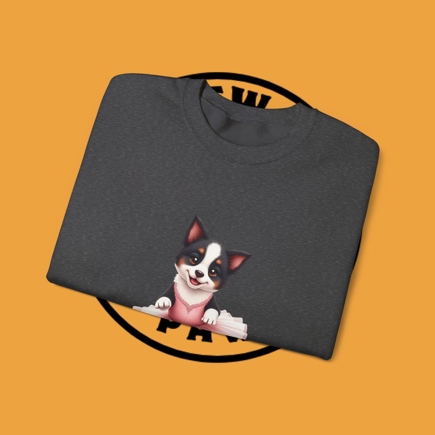 Cute Ballet Dog Crewneck Sweatshirt - Dancing Puppy in Pink Tutu Design | Kawaii Animal Lover Gift