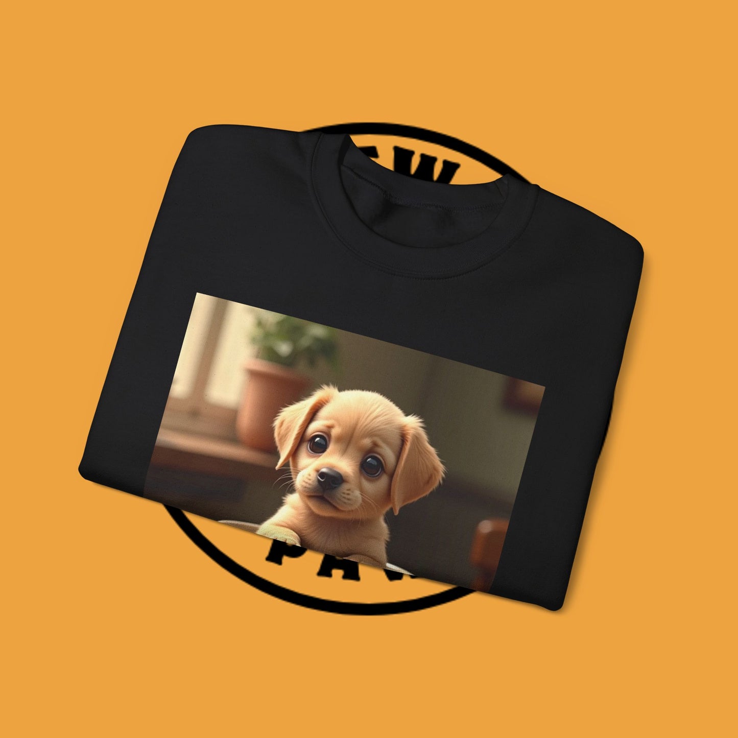 Unisex Dog Lover Crewneck Sweatshirt - Teacup Puppy: Adorable Yellow Lab in Coffee Cup
