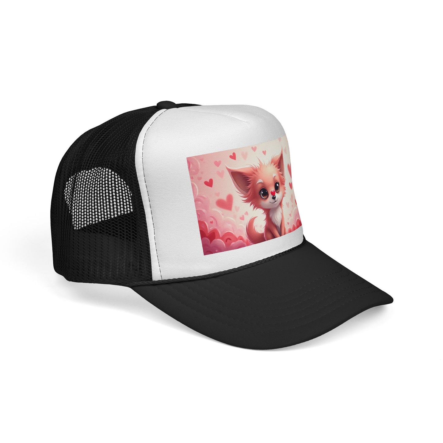 Kawaii Pink Chihuahua Trucker Hat - Cute Heart Design Mesh Cap | Valentine's Day Dog Lover Gift