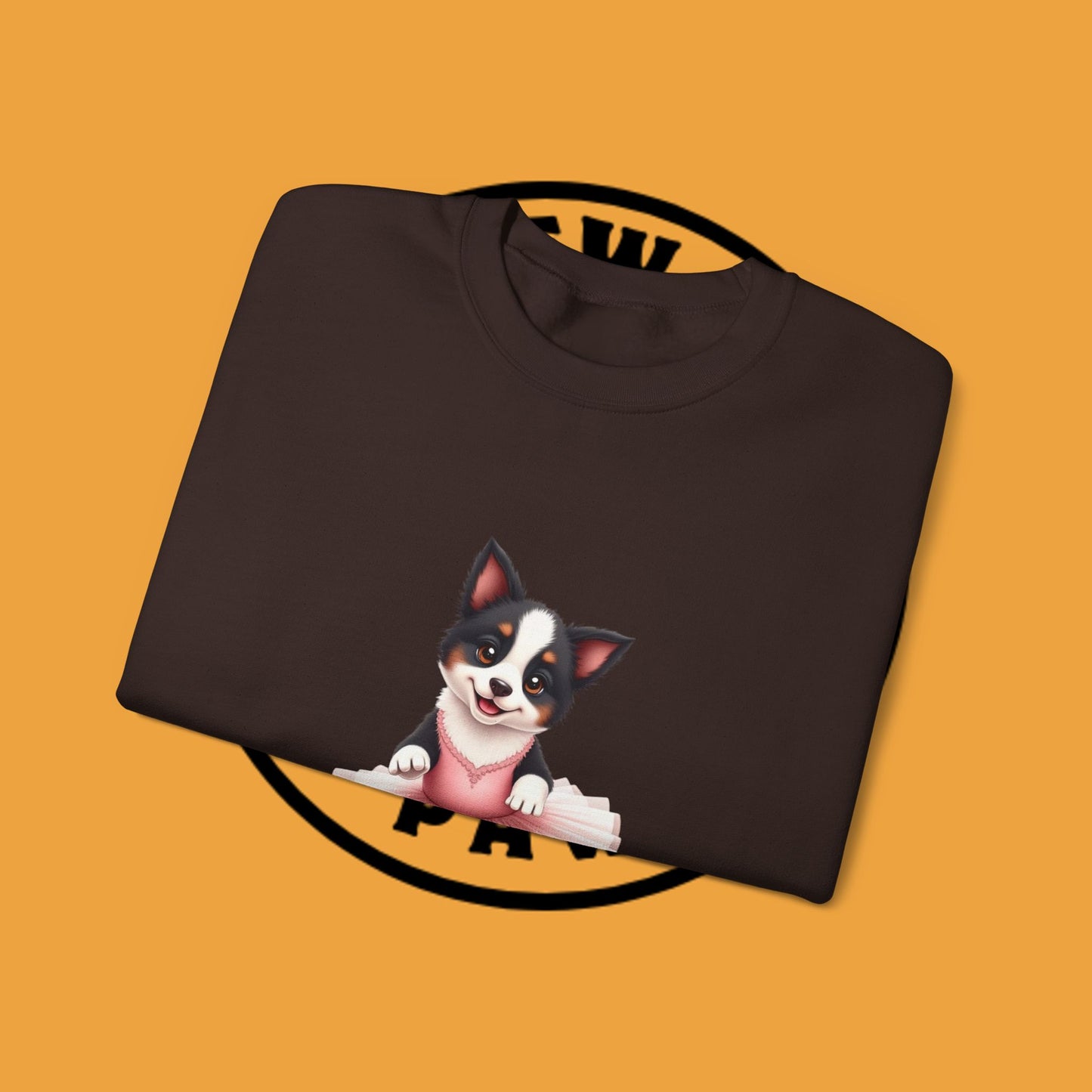 Cute Ballet Dog Crewneck Sweatshirt - Dancing Puppy in Pink Tutu Design | Kawaii Animal Lover Gift