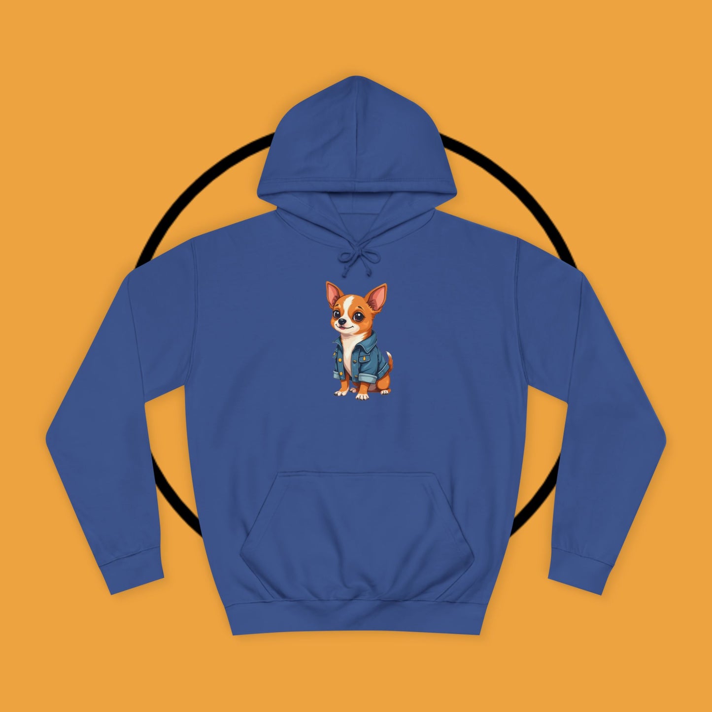 "Adorable Chihuahua in Denim Jacket Hoodie | Cute Dog Lover Gift | Premium Pet Fashion Streetwear"