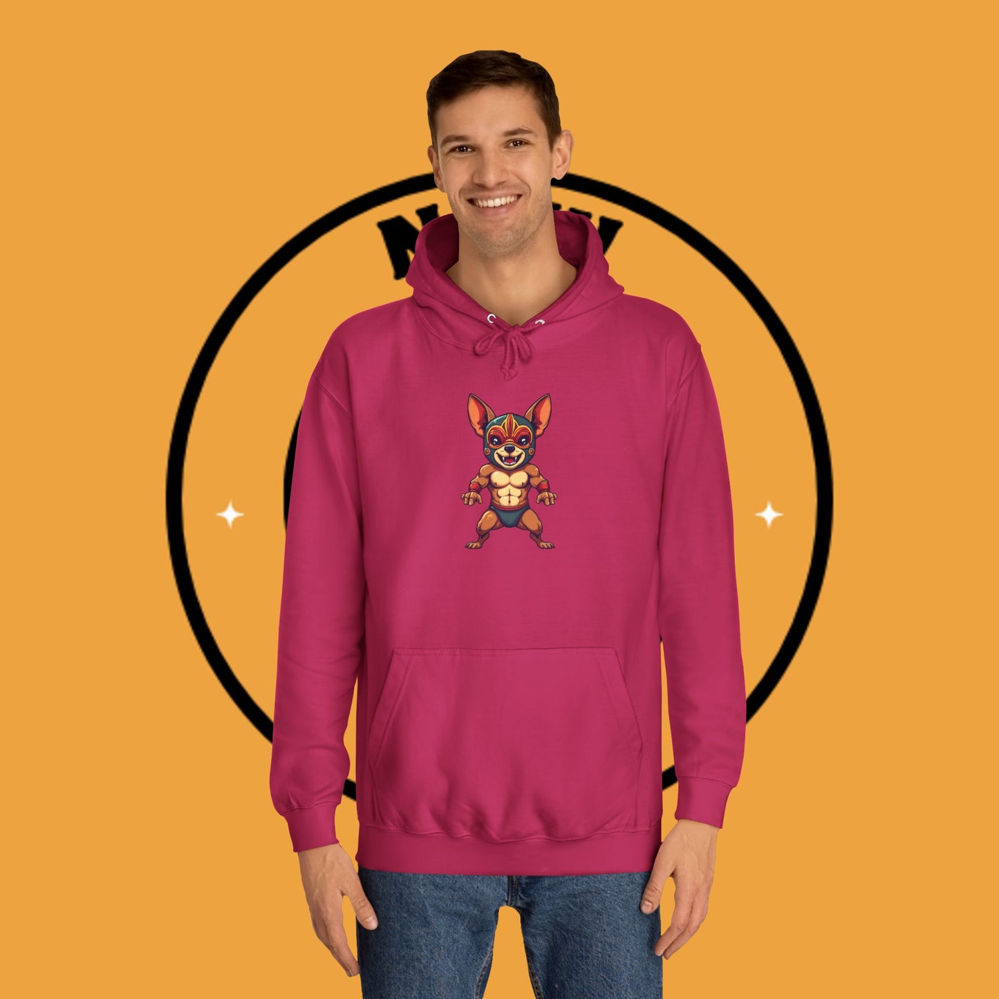 "Luchador Chihuahua Wrestling Hoodie | Mexican Lucha Libre Dog Mask | Wrestler Pet Art | Funny Fighting Dog Gift"