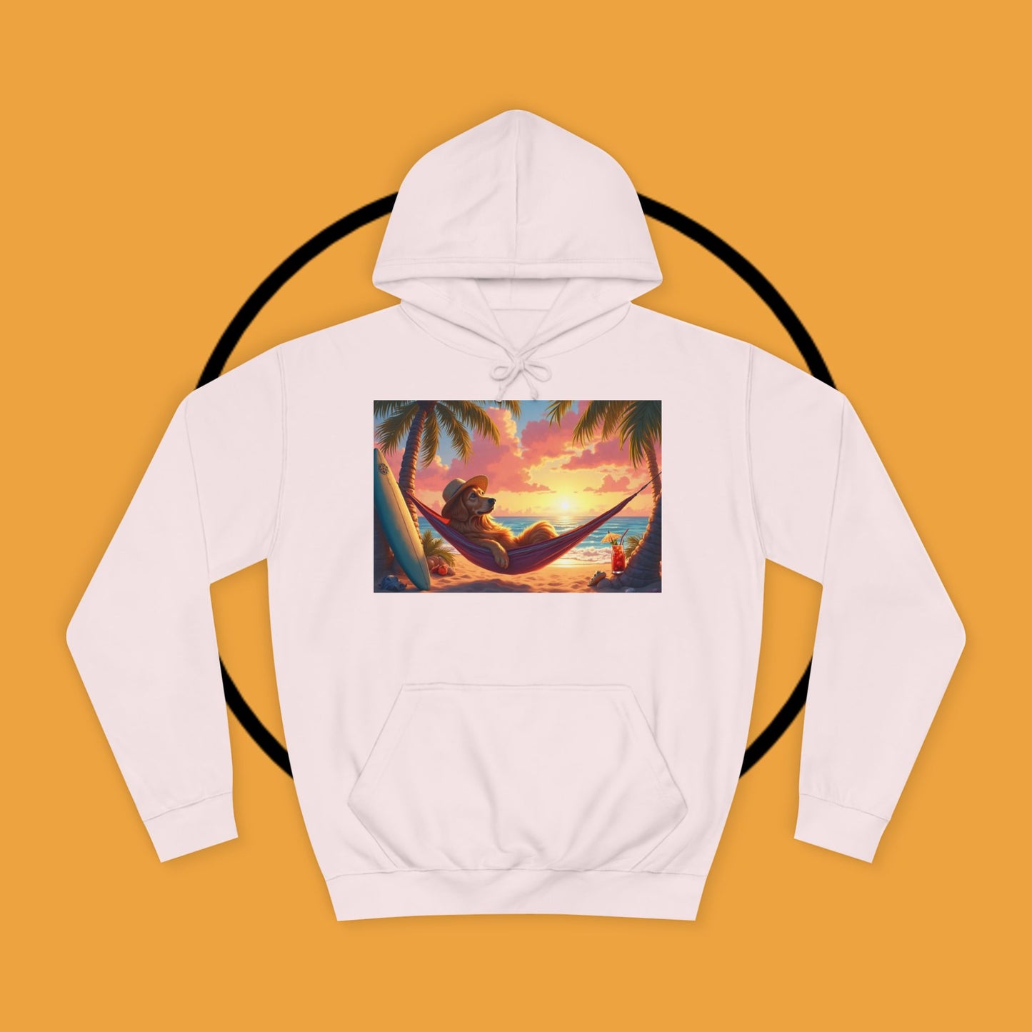 Beachside Bliss Golden Retriever Hammock Hoodie - Unisex Hoodies