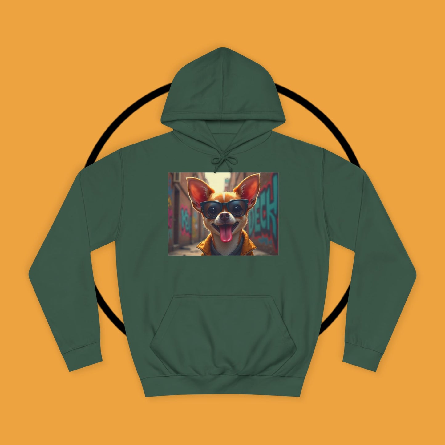 "Hip Chihuahua Sunglasses Hoodie | Cool Street Dog Art | Urban Hipster Pet Fashion | Trendy Animal Streetwear"