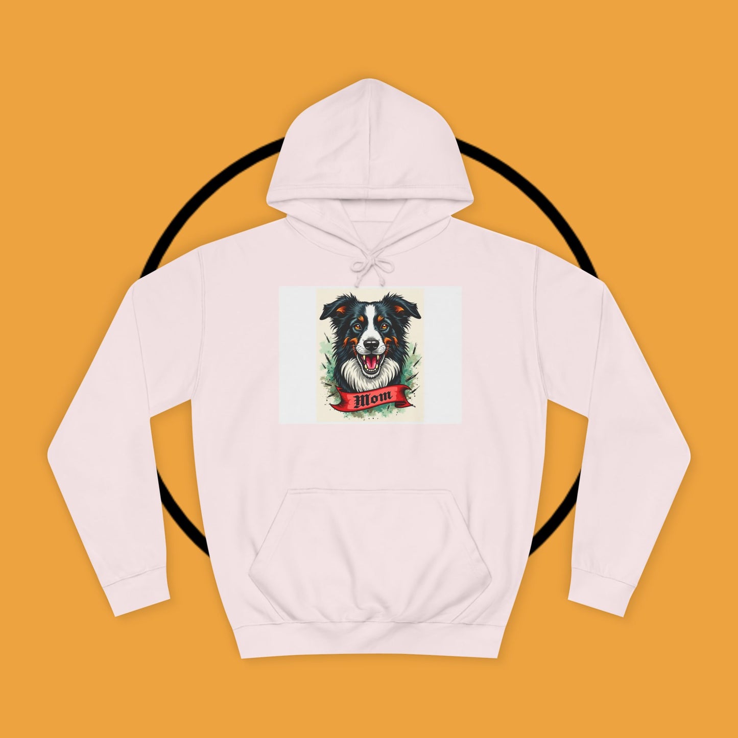 "Border Collie Mom Tattoo Style Hoodie - Vintage Dog Mother Banner Design Sweatshirt | Bold Statement Wear"