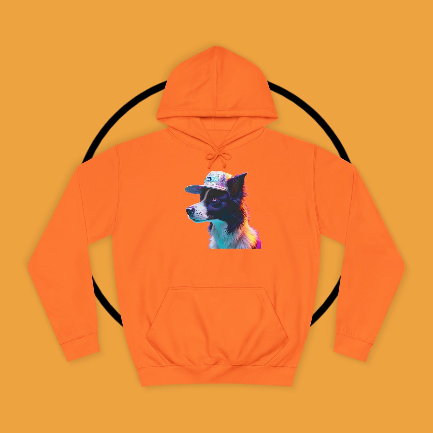 "Neon Rainbow Dog Hoodie - Vibrant Border Collie Street Art Design | Unisex Premium Streetwear"