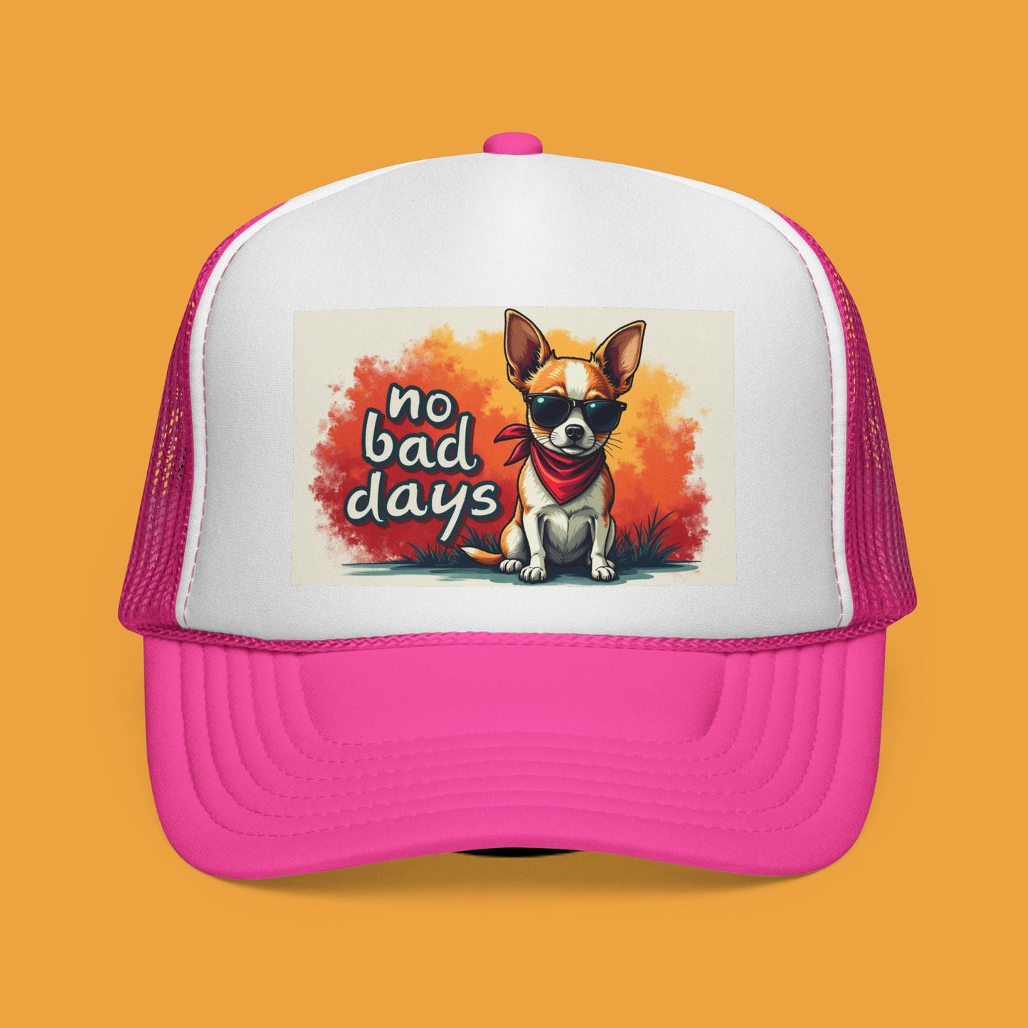 No Bad Days Chihuahua Trucker Hat - Cool Dog Sunglasses Cap | Positive Vibes Mesh Baseball Hat for Dog Lovers