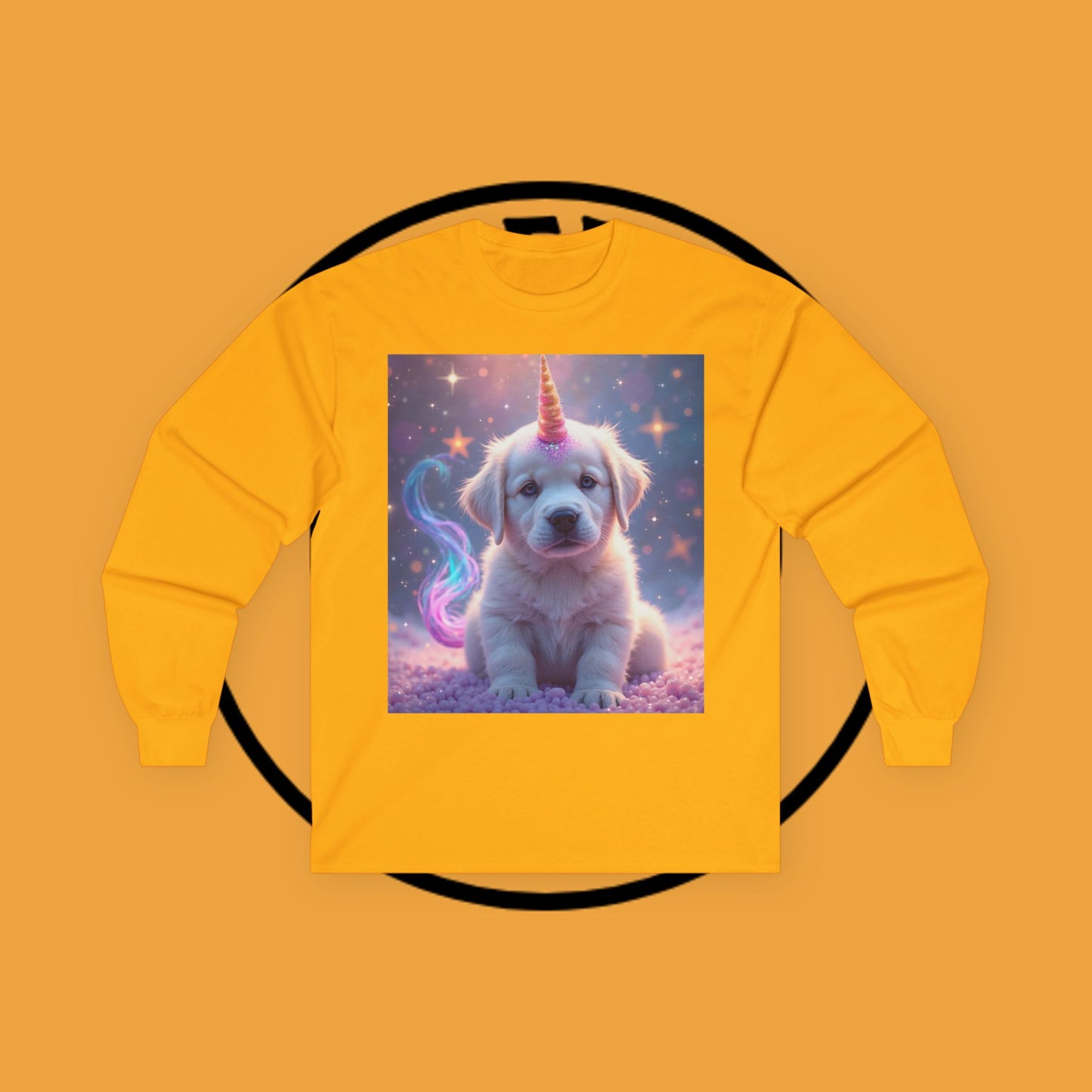 Magical Unicorn Puppy - Cosmic Fantasy Rainbow Horn Puppy Design - Unicorn Puppy with Sparkly Horn and Magic Tail - Long Sleeve T-Shirt for Fantasy Lovers π¦β¨