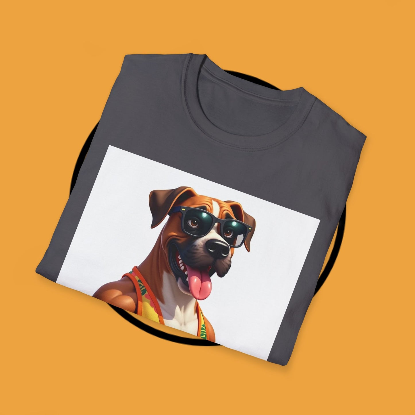 "Buff Beach Boxer" Summer Vacation T-Shirt / Buff Boxer Dog T-Shirt - Funny Muscular Beach Dog Tee