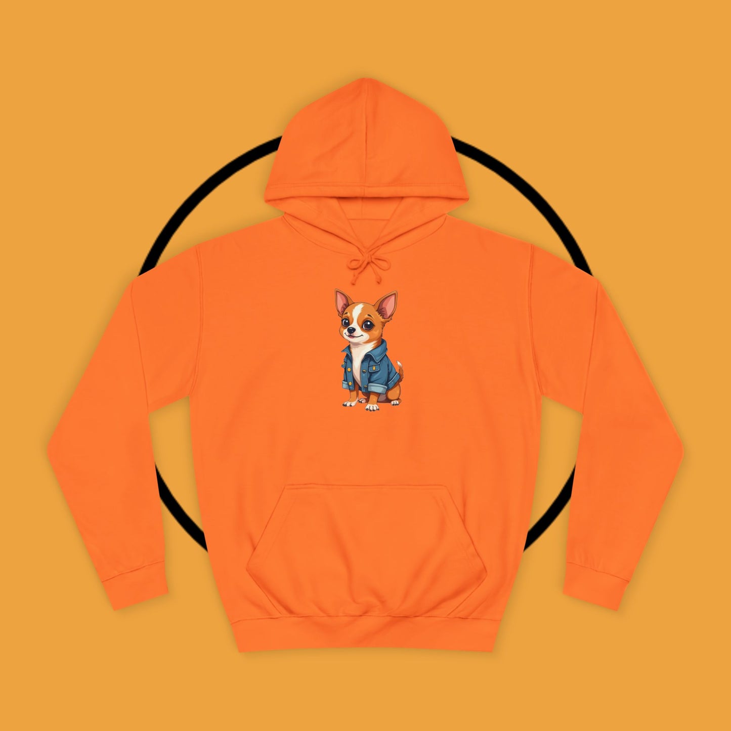 "Adorable Chihuahua in Denim Jacket Hoodie | Cute Dog Lover Gift | Premium Pet Fashion Streetwear"