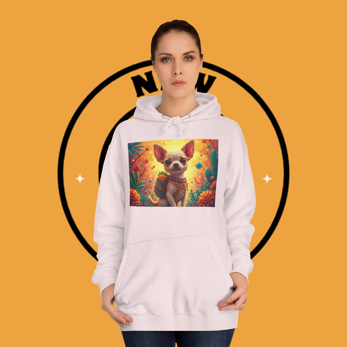 "Mexican Fiesta Chihuahua Hoodie | Day of Dead Dog Art | Colorful Desert Cactus Design | Cinco de Mayo Gift"