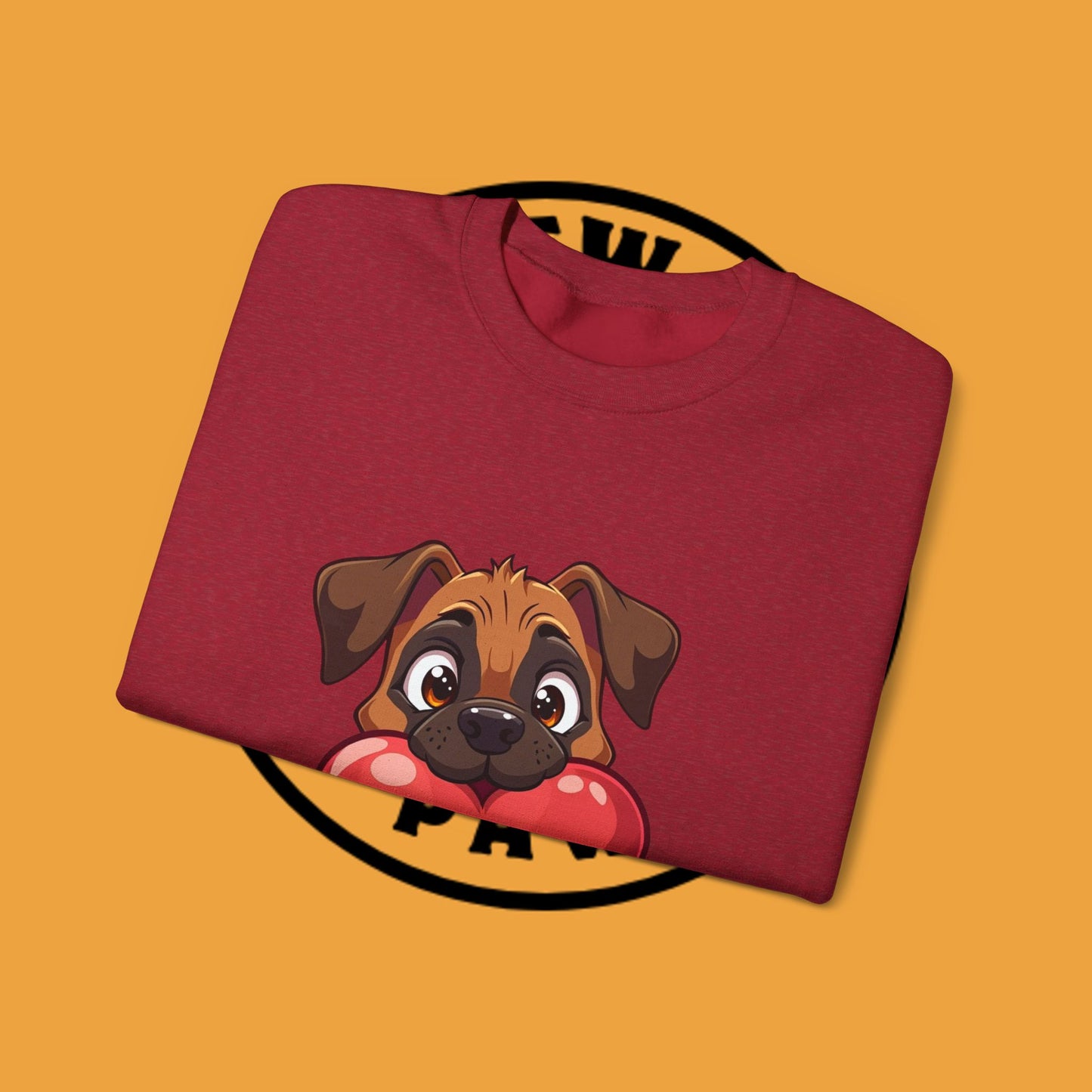 Adorable Puppy Love Heart Crewneck Sweatshirt - Perfect Gift for Dog Lovers