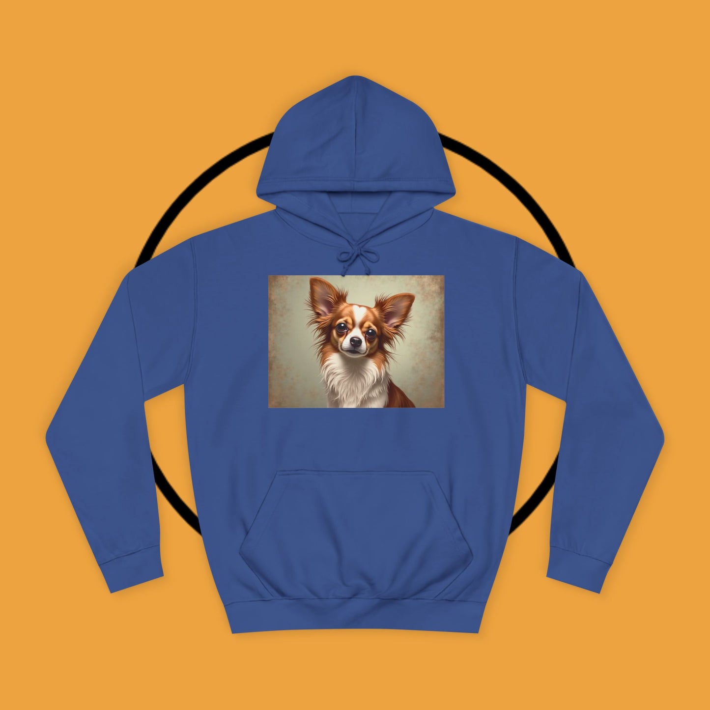 "Long Haired Chihuahua Portrait Hoodie | Elegant Pet Art | Classic Dog Painting Style | Beautiful Chihuahua Gift"