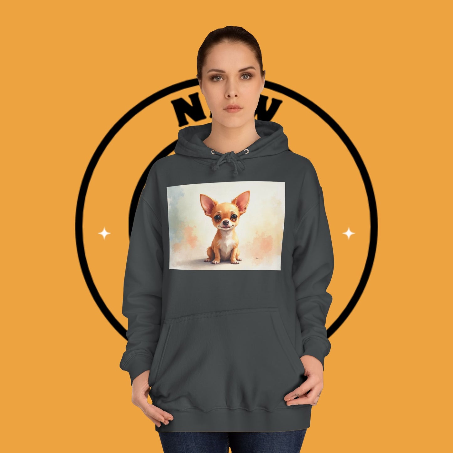 Watercolor Chihuahua Puppy Hoodie - Artistic Dog Portrait Sweatshirt