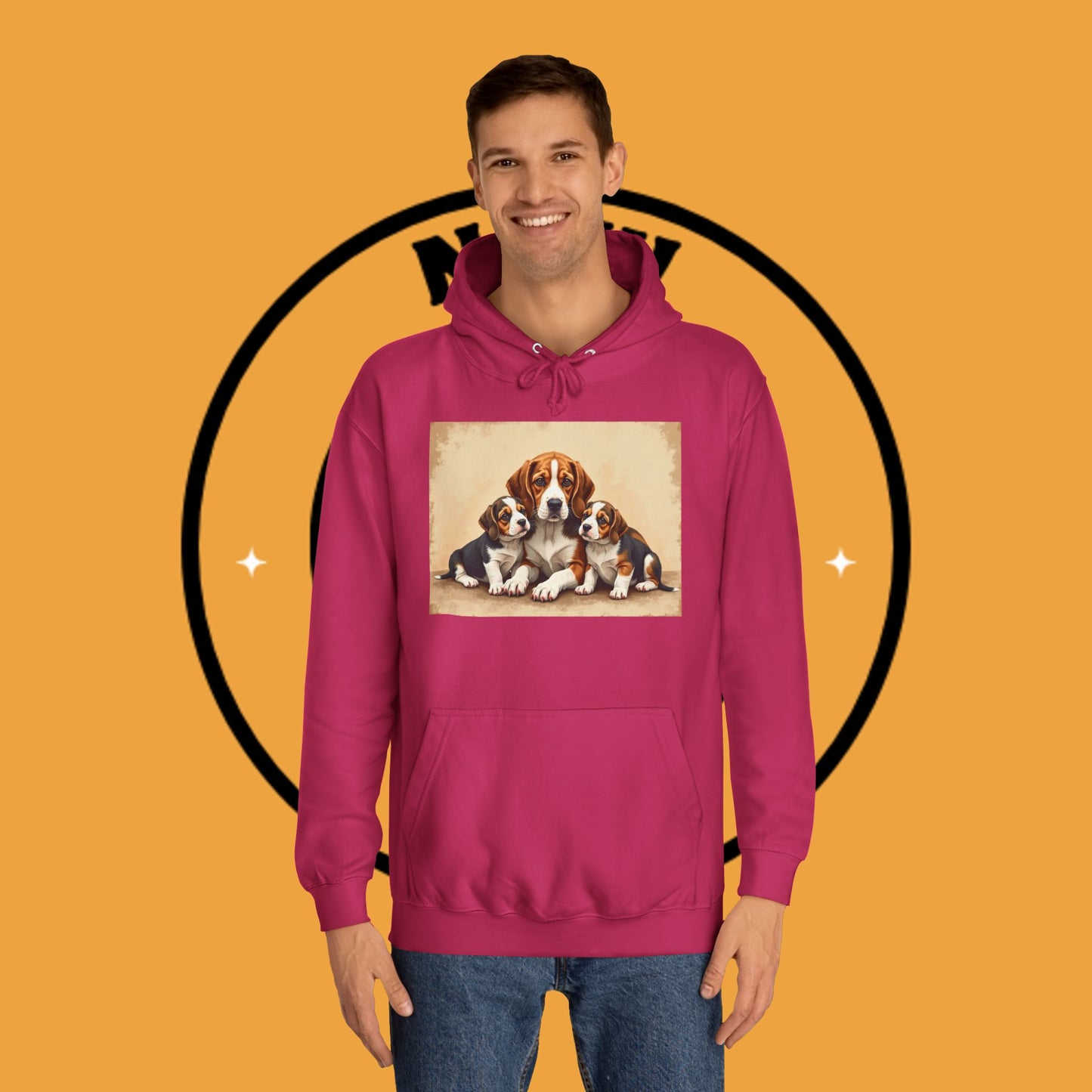 π¨βπ©βπ§βπ¦ Beagle Family Portrait Hoodie - Love Multiplied by Three! πΎ - Unisex Hoodie
