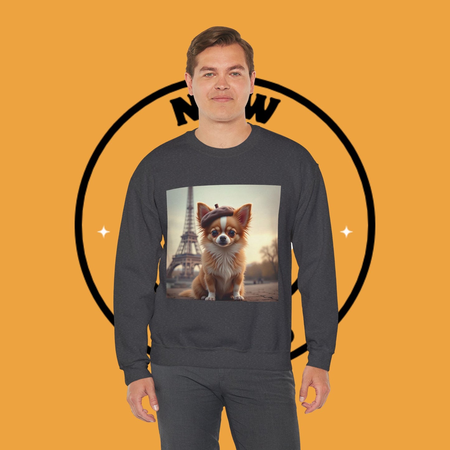 Parisian Chihuahua Beret Sweatshirt | French Dog Eiffel Tower Design | Travel Lover Gift