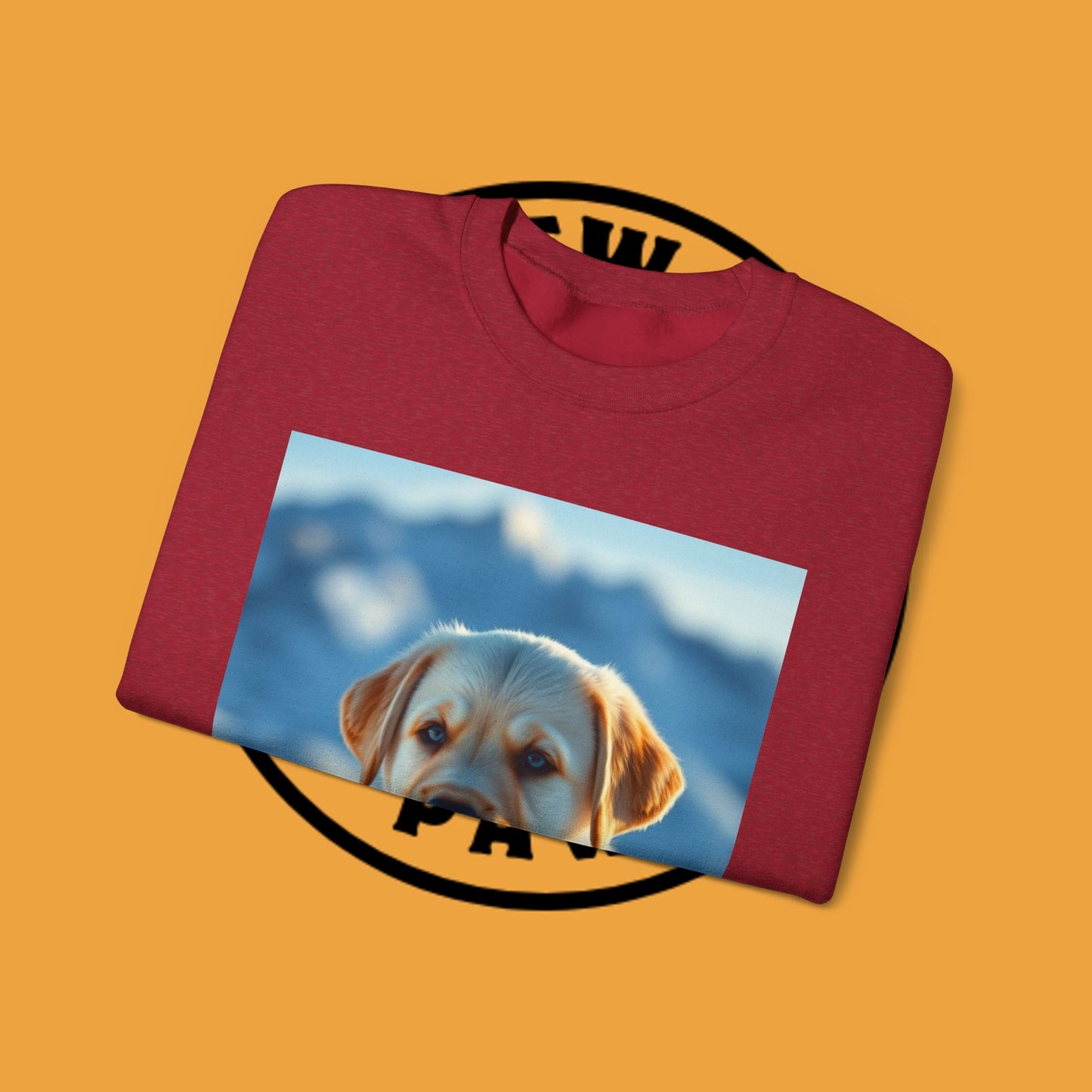 Crewneck Sweatshirt - Cute Labrador Puppy with Blue Eyes - Adorable Dog Portrait in Snow