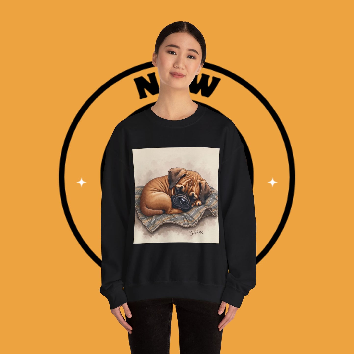 Sleeping Boxer Puppy Crewneck Sweatshirt - Cozy Dog Art Design - Comfort Wear for Pet Lovers