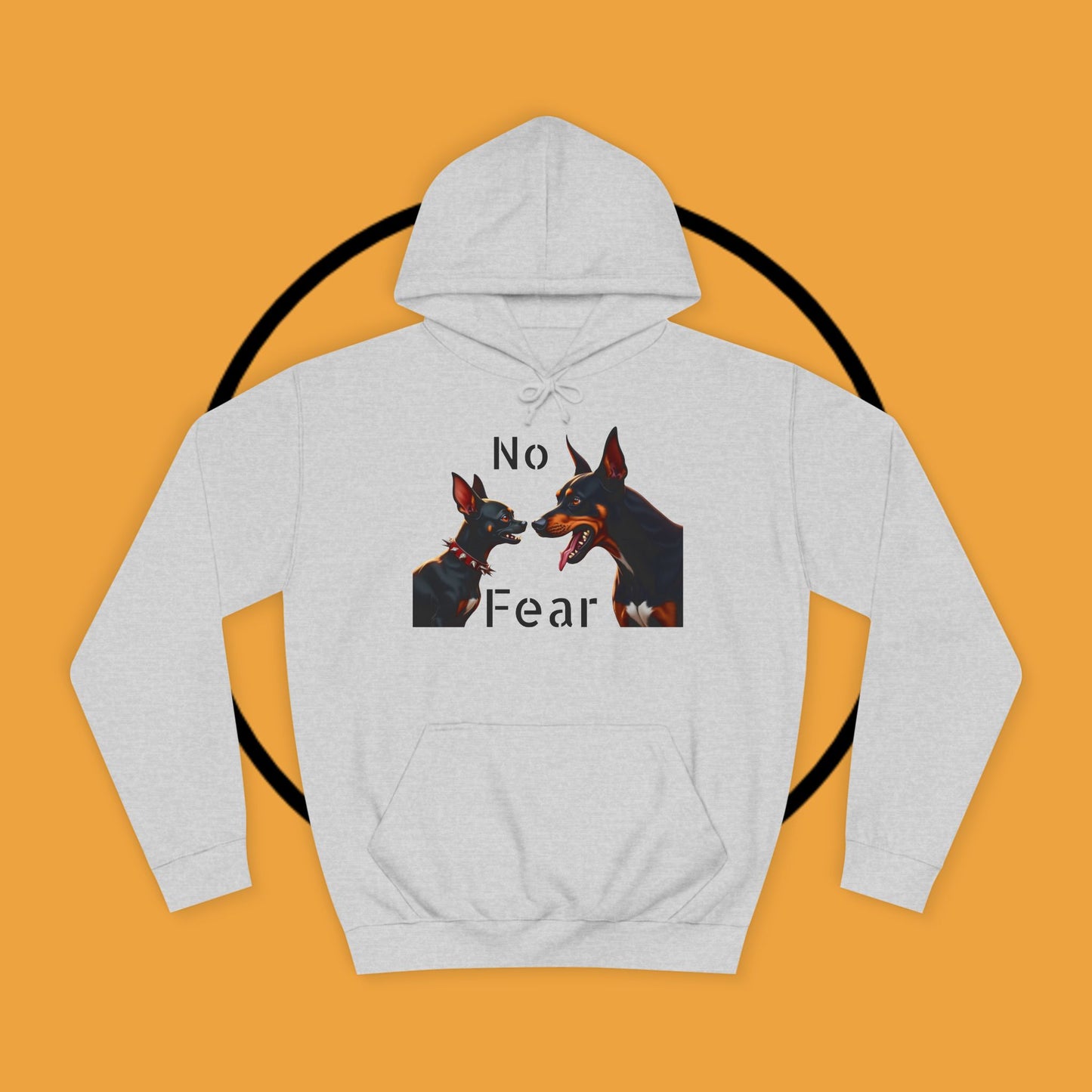 "Fearless Chihuahua vs Doberman Hoodie | Small Dog Big Attitude | David Goliath Pet Art | Brave Little Dog Gift"