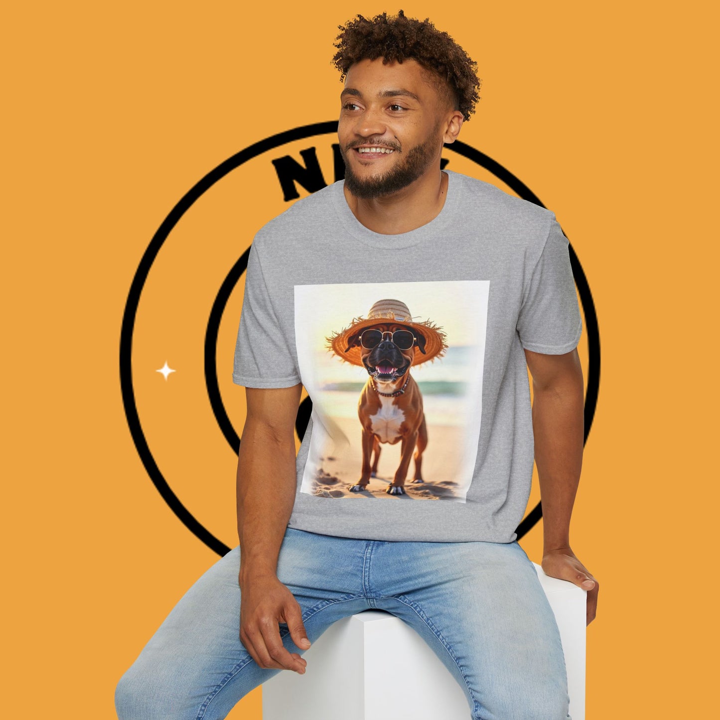 "Vacation Boxer Beach Vibes" Premium Summer T-Shirt / Beach Boxer Dog T-Shirt - Vacation Vibes Summer Pup Tee