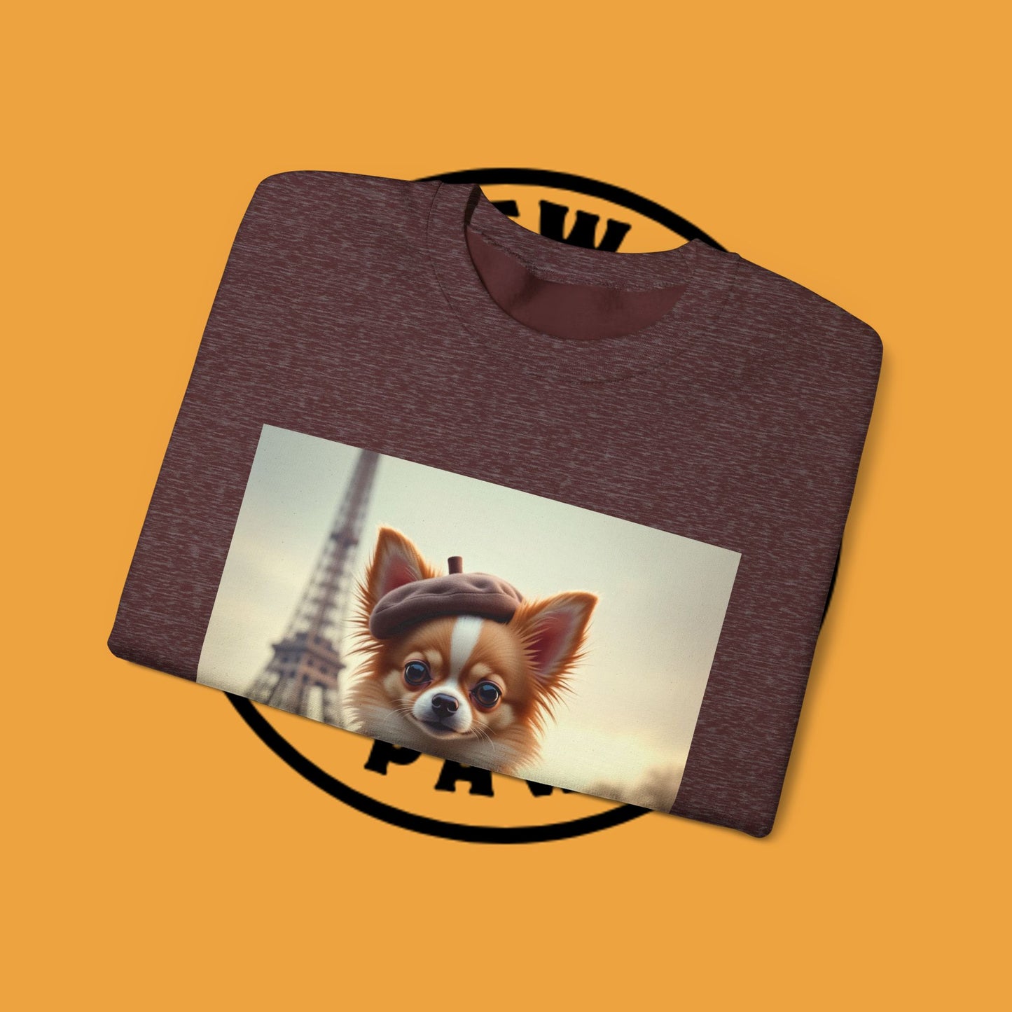Parisian Chihuahua Beret Sweatshirt | French Dog Eiffel Tower Design | Travel Lover Gift