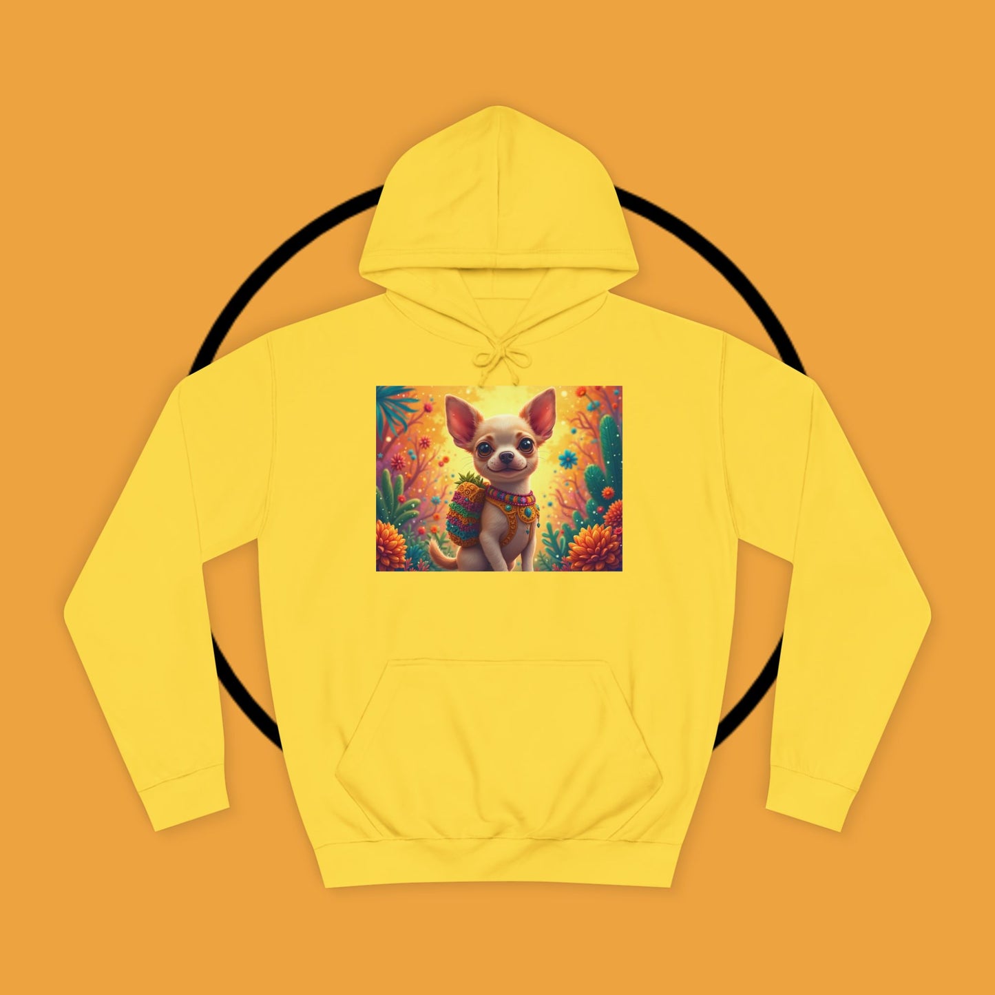 "Mexican Fiesta Chihuahua Hoodie | Day of Dead Dog Art | Colorful Desert Cactus Design | Cinco de Mayo Gift"