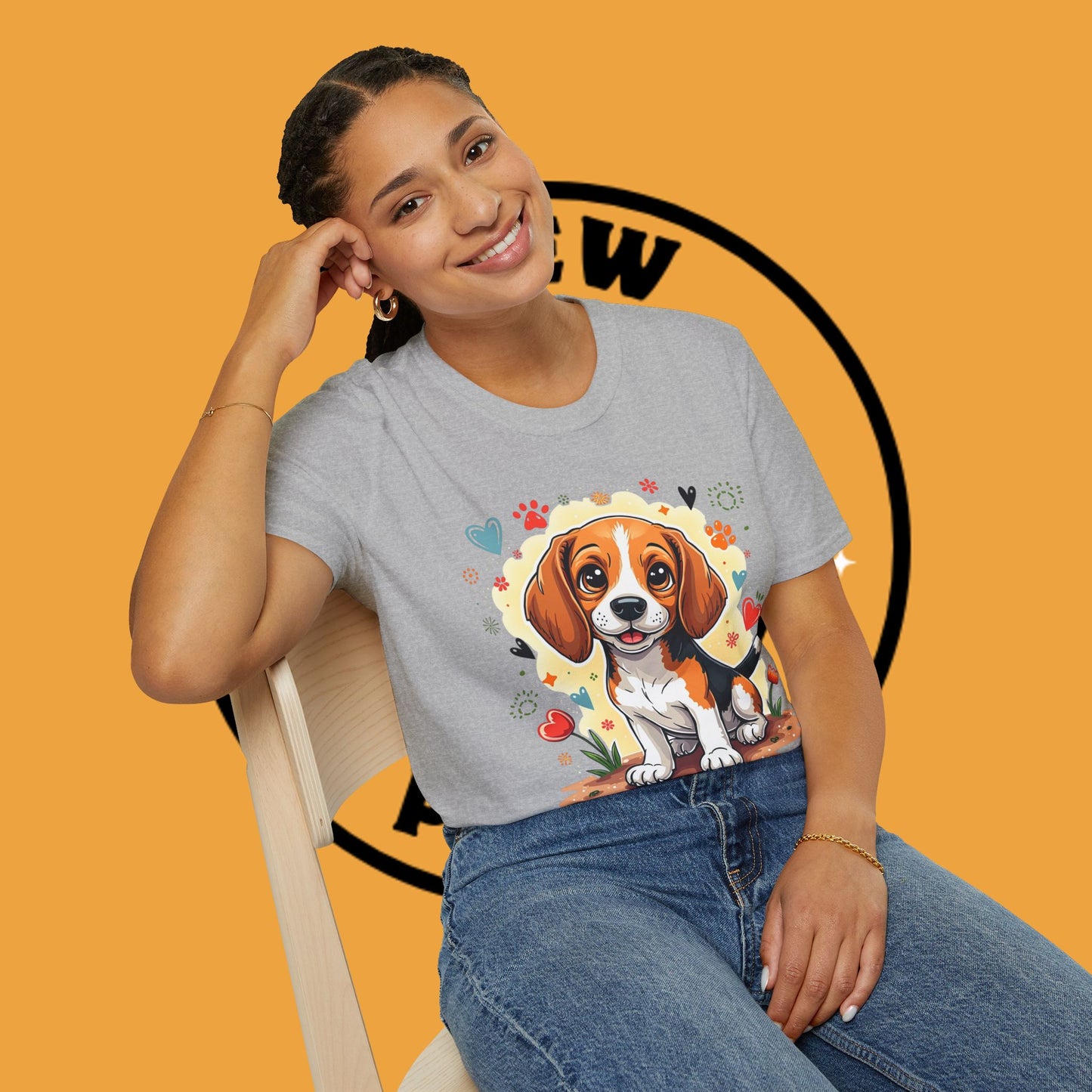 Adorable Beagle Puppy with Hearts & Paws T-Shirt - Cute Dog Love Design Graphic Tee