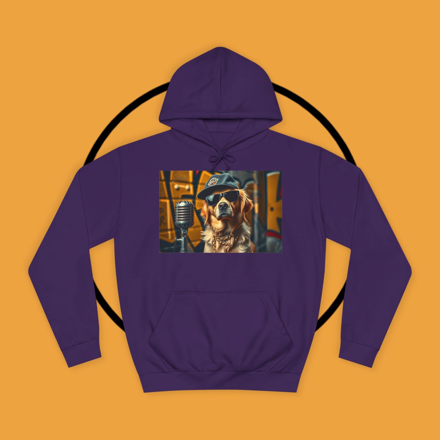 Hip Hop Hound - Cool Dog Rapper with Microphone - Rapper Dog Hoodie: Street Style Icon with Retro Vibes - Unisex Hoodie