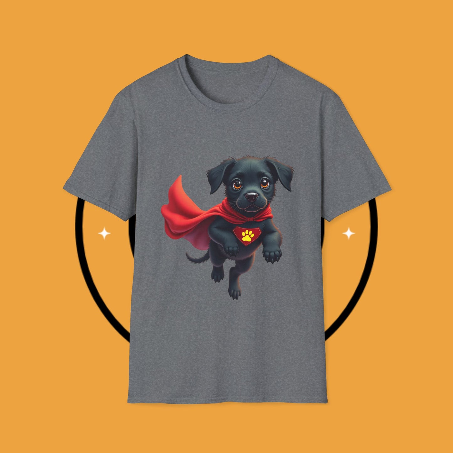 Superhero Retriever Puppy - Dog - Unisex T-Shirt Design Tiny Hero 🦸♂️ | Adorable Black Puppy Superhero T-Shirt for Canine Crusaders