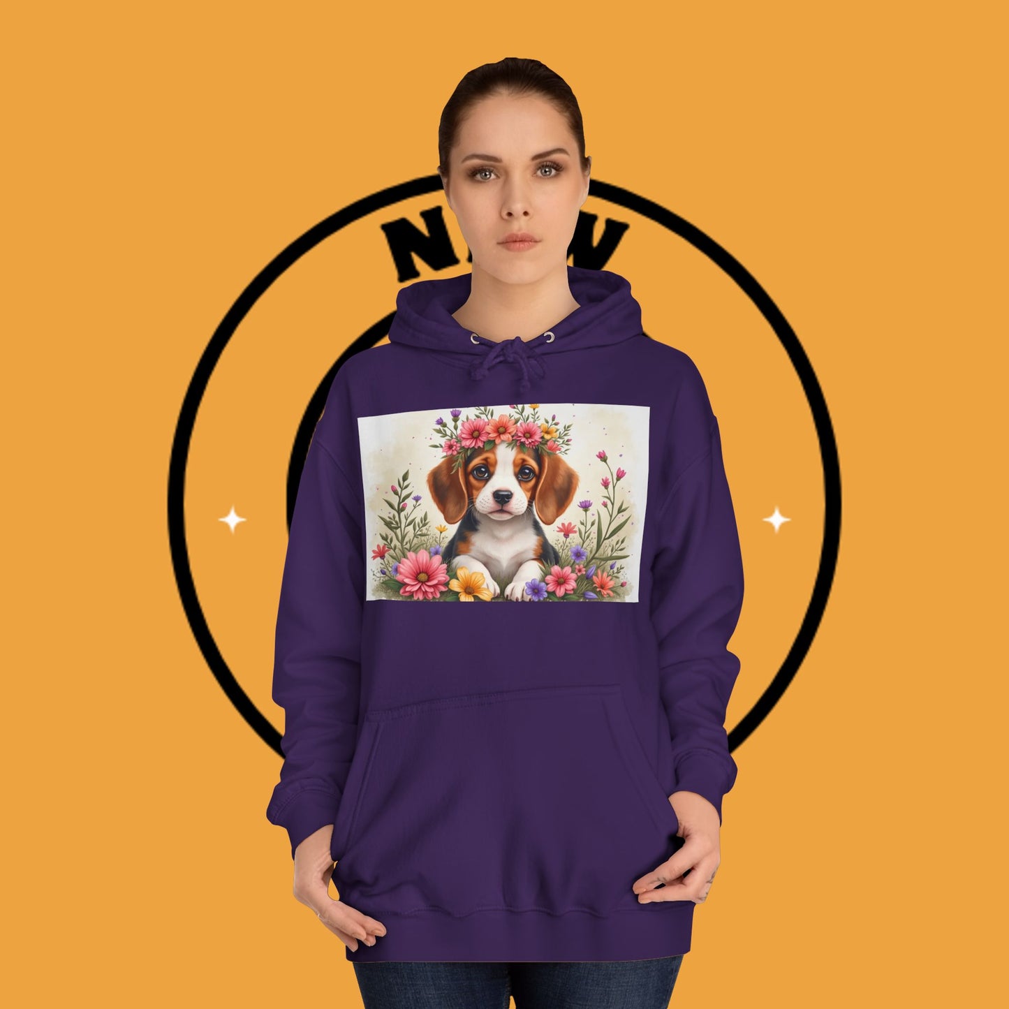 ๐ธ Enchanted Garden Beagle Hoodie - Where Cuteness Blooms! ๐ถ - Unisex Hoodie
