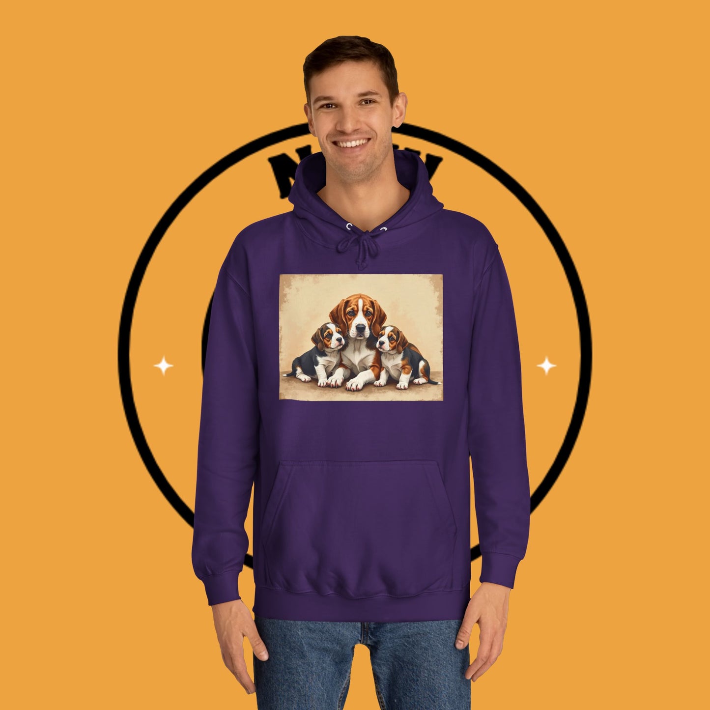 π¨βπ©βπ§βπ¦ Beagle Family Portrait Hoodie - Love Multiplied by Three! πΎ - Unisex Hoodie