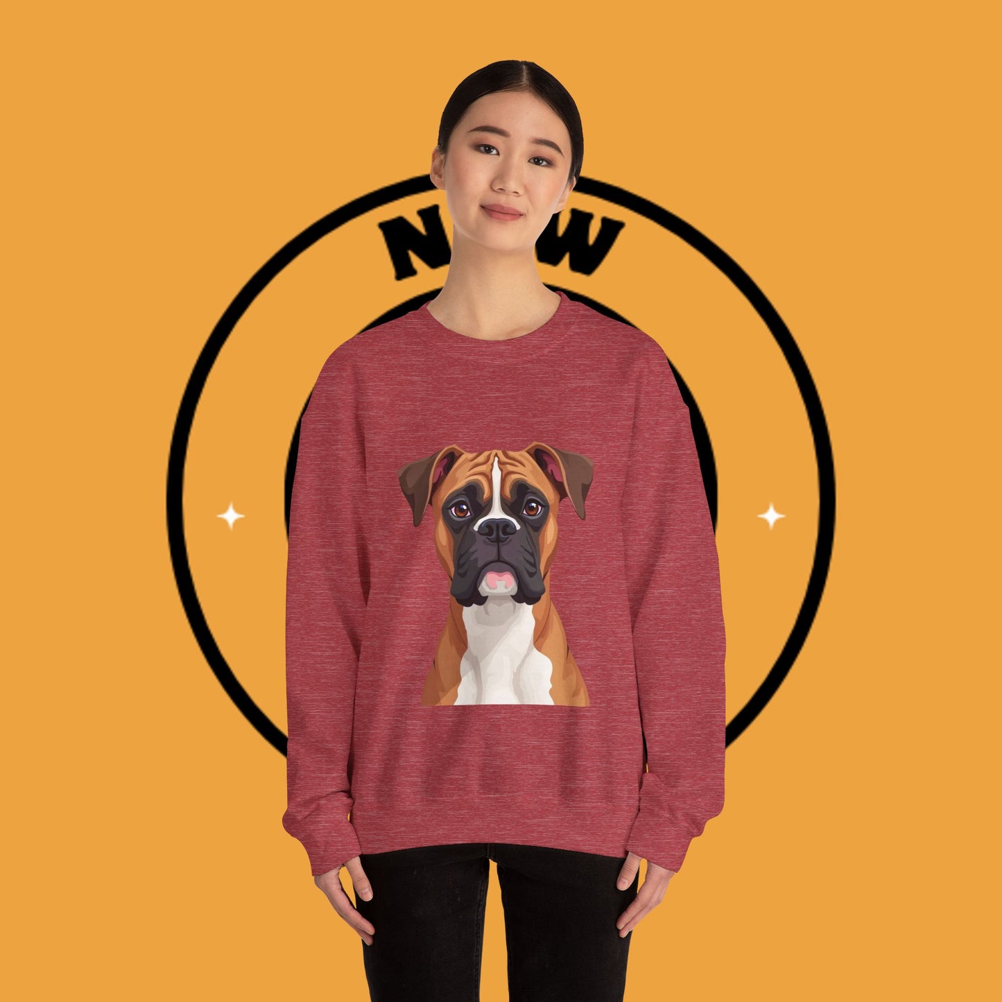 Classic Boxer Dog Portrait Crewneck Sweatshirt | Elegant Dog Lover Gift | Minimalist Boxer Art